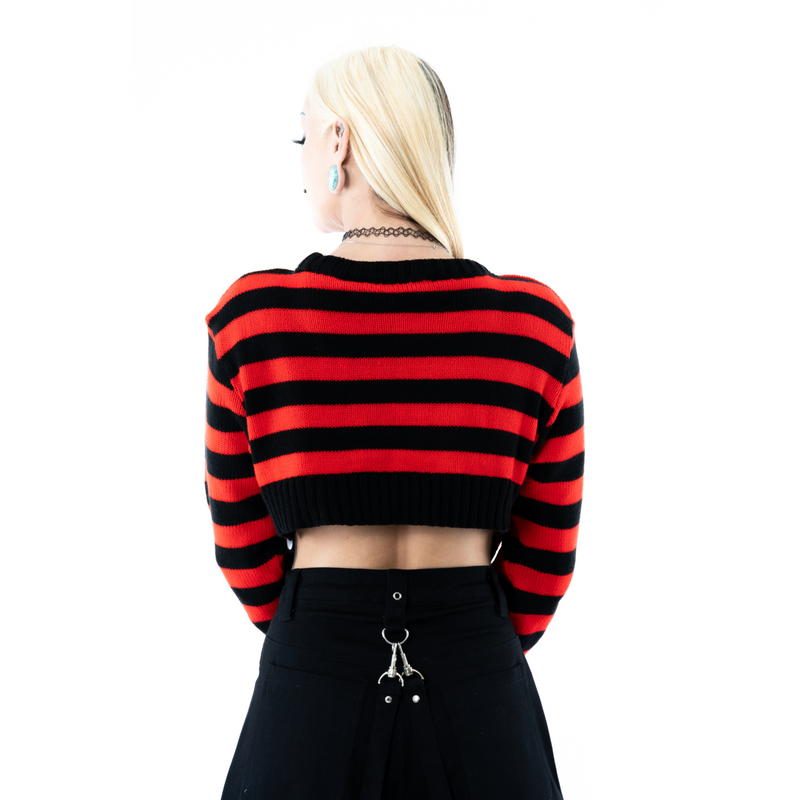 Pull tricoté Gothic de Heartless - Gisela Top - S à 4XL - pour Femme - noir/rouge - Heartless - View 2