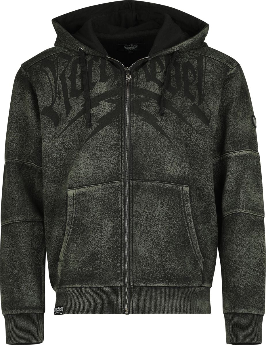 Sweat-shirt zippé à capuche  de Rock Rebel by EMP - Rebels & Reapers - S à XXL - pour Homme - noir/vert - Rock Rebel by EMP
