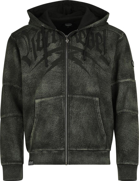 Sweat-shirt zippé à capuche  de Rock Rebel by EMP - Rebels & Reapers - S à XXL - pour Homme - noir/vert - Rock Rebel by EMP