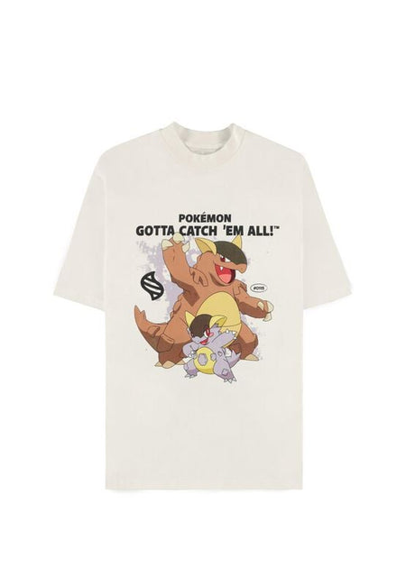 T-Shirt Manches courtes Gaming de Pokémon - Mega - Kangama - S à XXL - pour Homme - blanc - Pokémon