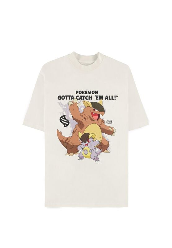 T-Shirt Manches courtes Gaming de Pokémon - Mega - Kangama - S à XXL - pour Homme - blanc - Pokémon