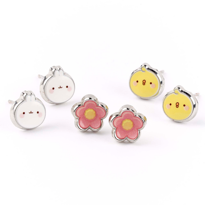Set de clous d'oreilles  de Molang - Molang & Piu Piu - pour Unisexe - couleur argent - Molang - View 2