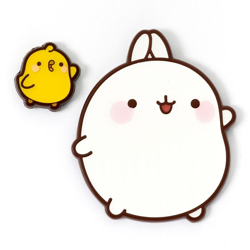 Pin's  de Molang - Molang & Piu Piu - pour Indifférent - couleur argent - Molang