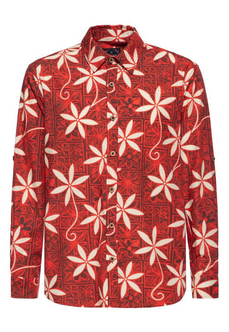 Chemise manches longues  de King Kerosin - Flower Retro Shirt - S à 5XL - pour Homme - bordeaux - King Kerosin