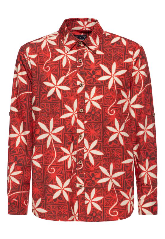 Chemise manches longues  de King Kerosin - Flower Retro Shirt - S à 5XL - pour Homme - bordeaux - King Kerosin