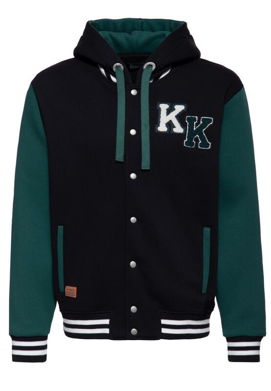 Veste Varsity  de King Kerosin - Milwaukee College Style Hoodie-Jacket - M à 3XL - pour Homme - noir/vert - King Kerosin