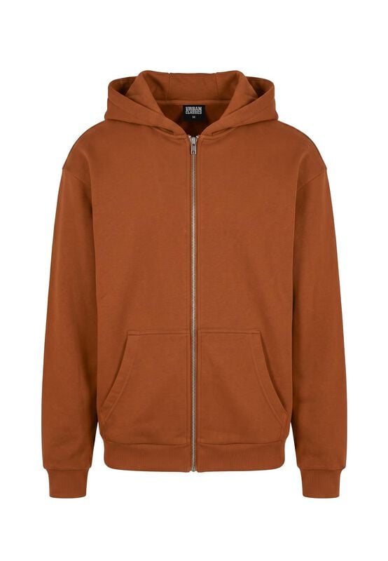 Sweat-shirt zippé à capuche  de Urban Classics - Sweat à Capuche Fluffy - M à L - pour Homme - rouille - Urban Classics