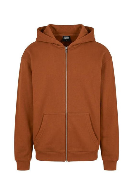 Sweat-shirt zippé à capuche  de Urban Classics - Sweat à Capuche Fluffy - M à L - pour Homme - rouille - Urban Classics