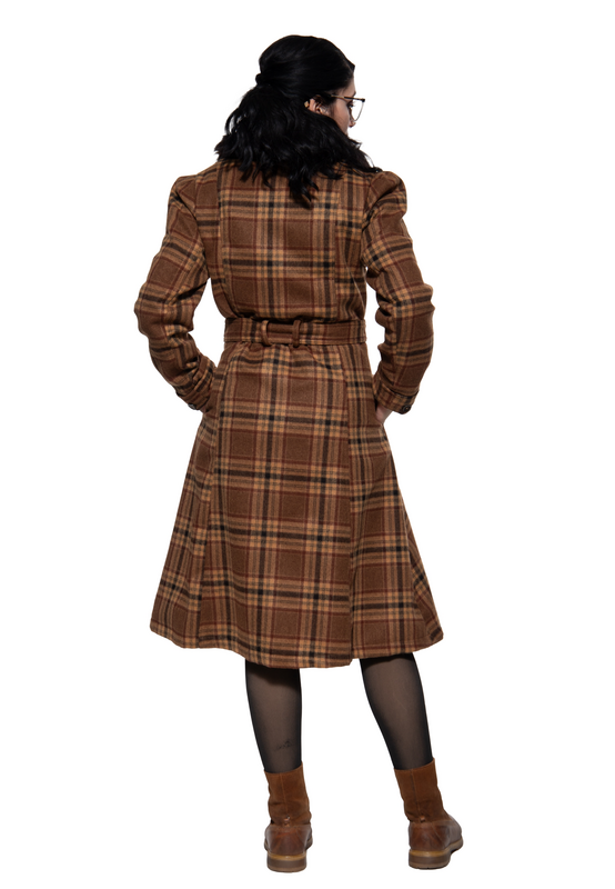 Manteaux Rockabilly de Queen Kerosin - Vintage 50‘s Coat WITH FAUX FUR - XS à XXL - pour Femme - marron - Queen Kerosin - View 2