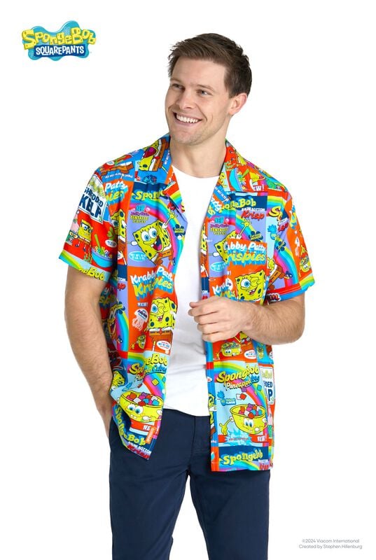Chemise manches courtes  de Bob L'Éponge - Spongebob - Breakfast - L - pour Homme - multicolore - Bob L'Éponge