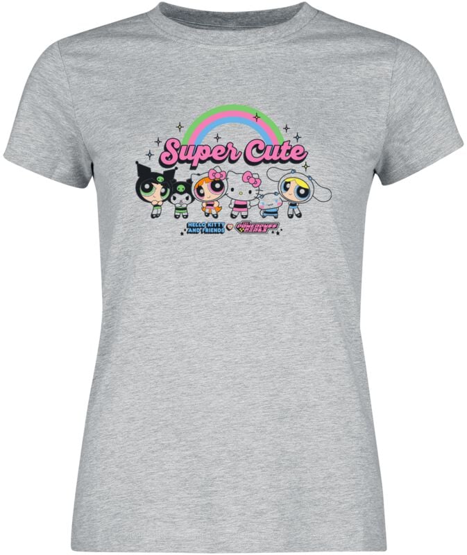 T-Shirt Manches courtes  de Hello Kitty - Hello Kitty x Les Super Nanas - Super Cute - M à XXL - pour Femme - gris chiné - Hello Kitty