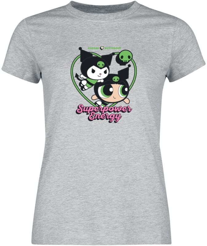 T-Shirt Manches courtes  de Hello Kitty - Hello Kitty x Les Super Nanas - Superpower Energy - S à XXL - pour Femme - gris chiné - Hello Kitty