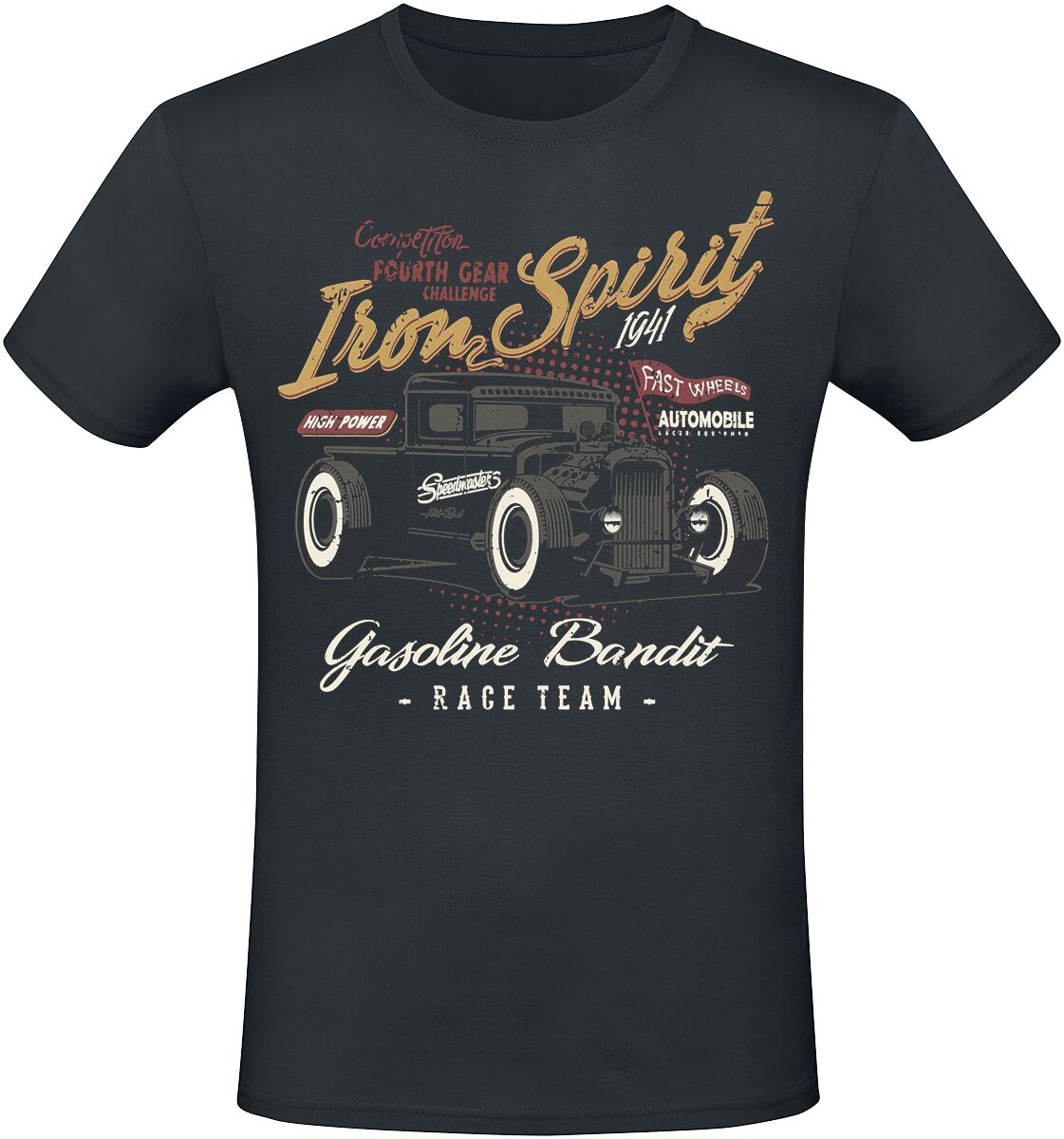 T-Shirt Manches courtes Rockabilly de Gasoline Bandit - Iron Spirit - S à 4XL - pour Homme - noir - Gasoline Bandit
