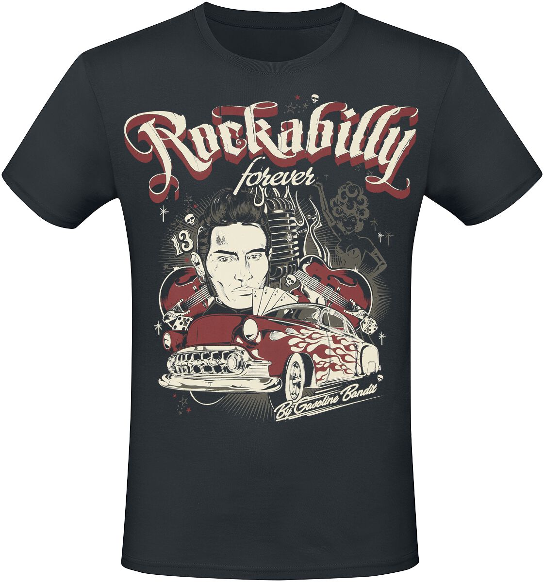 T-Shirt Manches courtes Rockabilly de Gasoline Bandit - Rockabilly - S à 4XL - pour Homme - noir - Gasoline Bandit