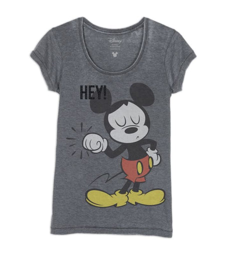 T-Shirt Manches courtes Disney de Mickey & Minnie Mouse - Hey! - S à XXL - pour Femme - gris - Mickey & Minnie Mouse