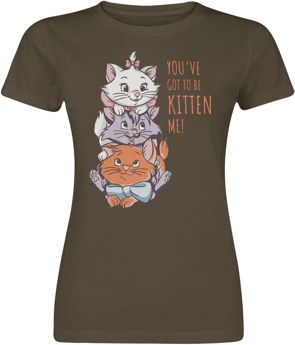 T-Shirt Manches courtes Disney de Les Aristochats - You've Got To Be Kitten Me! - S à XXL - pour Femme - kaki - Les Aristochats