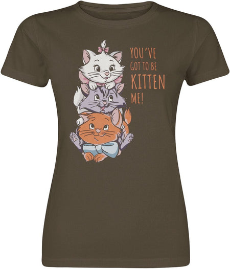 T-Shirt Manches courtes Disney de Les Aristochats - You've Got To Be Kitten Me! - S à XXL - pour Femme - kaki - Les Aristochats