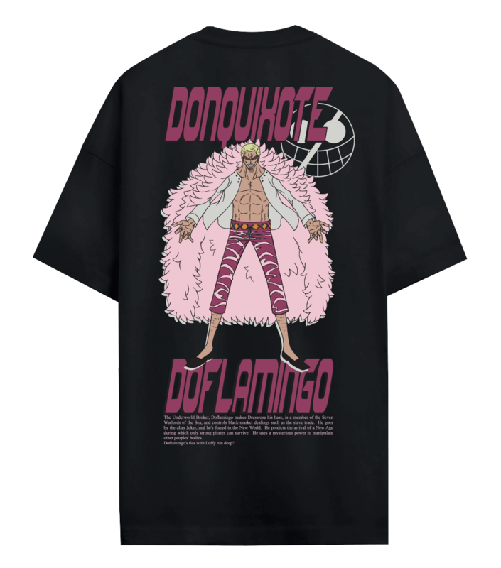 T-Shirt Oversize  de One Piece - Doflamingo - S à XXL - pour Homme - noir - One Piece - View 2