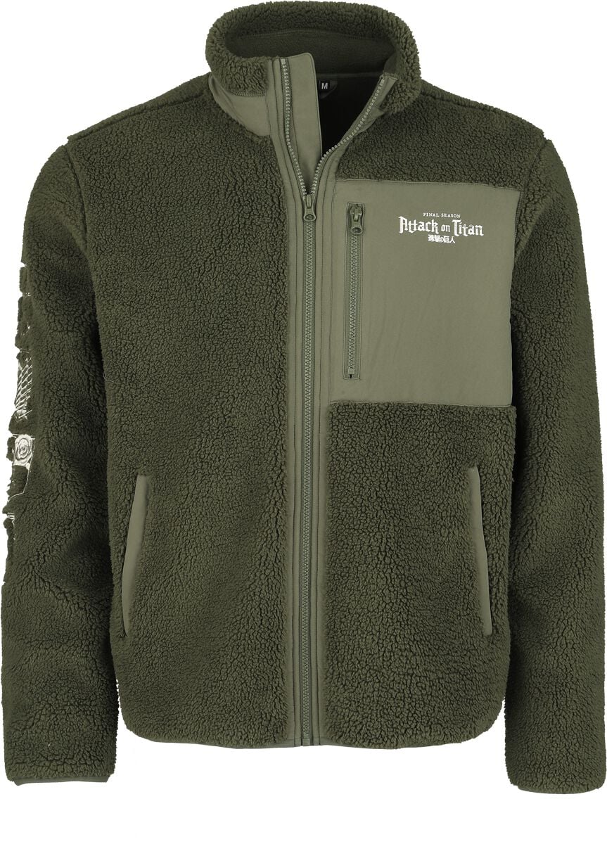 Veste mi-saison  de L'Attaque Des Titans - Flügel der Freiheit - Logo - Sherpa - S à XXL - pour Homme - kaki - L'Attaque Des Titans