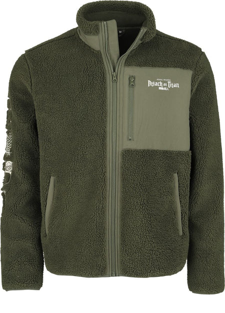 Veste mi-saison  de L'Attaque Des Titans - Flügel der Freiheit - Logo - Sherpa - S à XXL - pour Homme - kaki - L'Attaque Des Titans