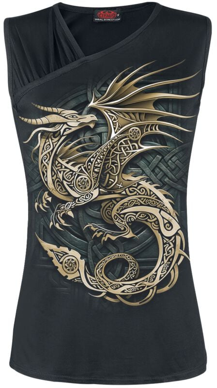 Débardeur  de Spiral - CELTIC DRAGON - F Gathered Shoulder Slant Vest - S à XXL - pour Femme - noir - Spiral