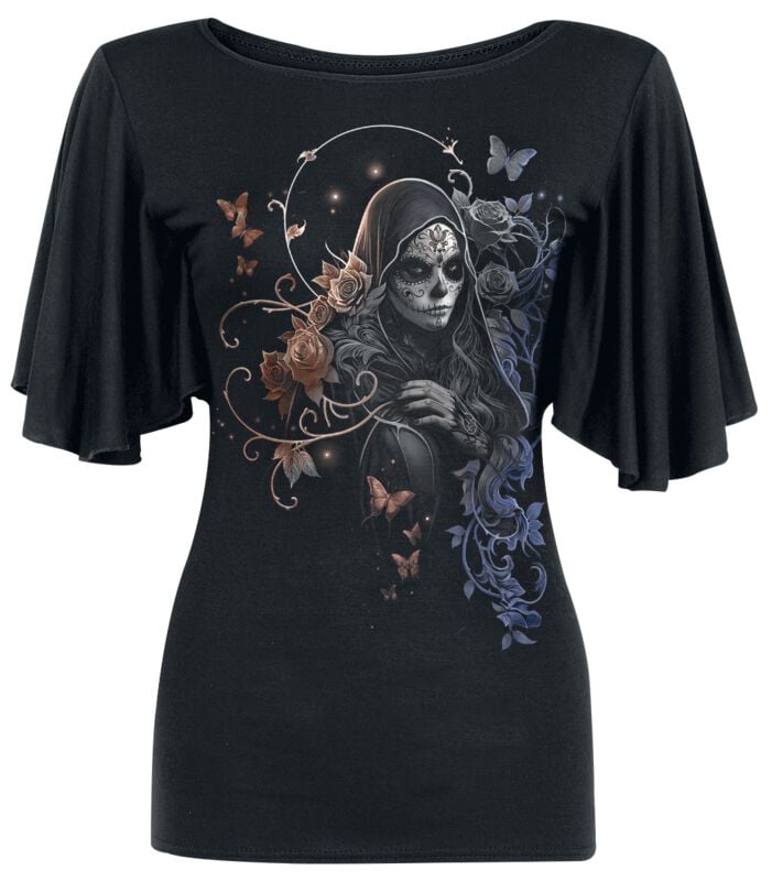 T-Shirt Manches courtes  de Spiral - GOTHIC GRACE - F Latin BoatNeck - S à 4XL - pour Femme - noir - Spiral