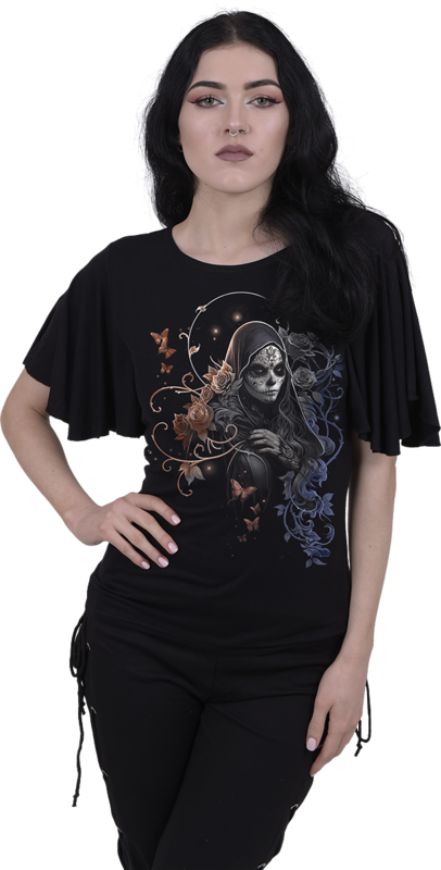 T-Shirt Manches courtes  de Spiral - GOTHIC GRACE - F Latin BoatNeck - S à 4XL - pour Femme - noir - Spiral - View 2