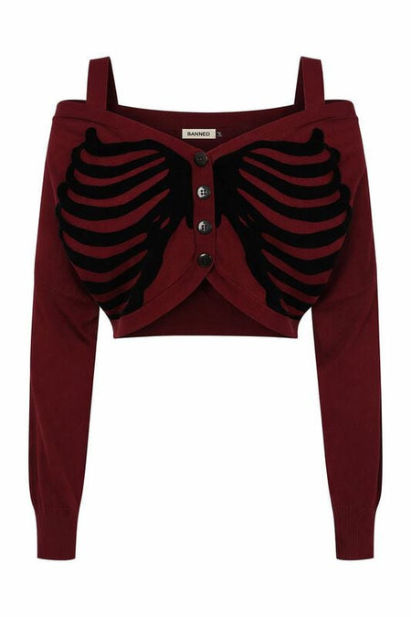 Gilets & Ponchos Gothic de Banned Alternative - Ligeia - Tricoté - M à XL - pour Femme - bourgogne/noir - Banned Alternative