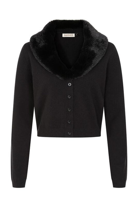 Gilets & Ponchos Rockabilly de Banned Retro - Sonia - Fausse Fourrure - S à XXL - pour Femme - noir - Banned Retro