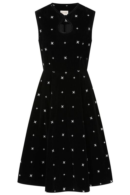 Robe mi-longue Rockabilly de Banned Retro - DAISY SNOWFLAKE DRESS - XS à XXL - pour Femme - noir - Banned Retro