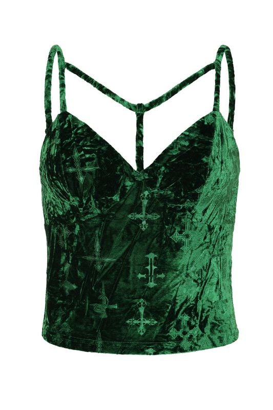 Top Gothic de Banned Alternative - Sanctum Velvet Top - XS à XXL - pour Femme - vert - Banned Alternative