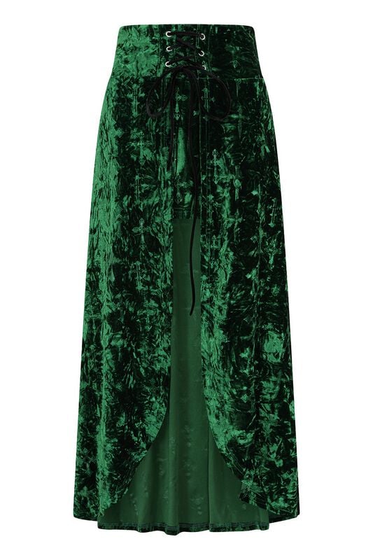Jupe longue Gothic de Banned Alternative - Sanctum Velvet SKIRT - XS à XXL - pour Femme - vert - Banned Alternative