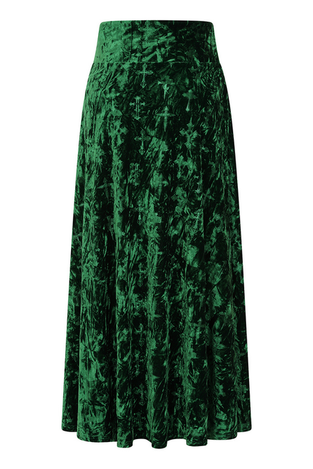 Jupe longue Gothic de Banned Alternative - Sanctum Velvet SKIRT - XS à XXL - pour Femme - vert - Banned Alternative - View 2