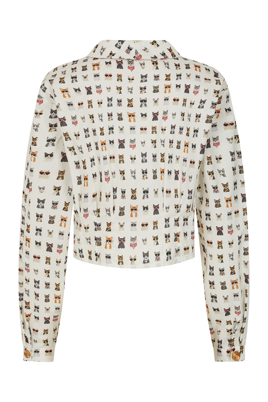 Chemisier Rockabilly de Banned Retro - CHERRY COOL CAT BLOUSE - S à XL - pour Femme - multicolore - Banned Retro - View 2