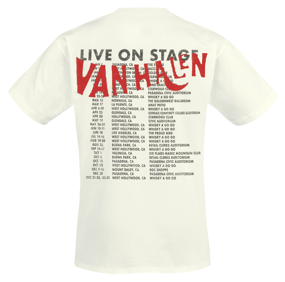 T-Shirt Manches courtes  de Van Halen - Los Tour - S à XXL - pour Homme - blanc - Van Halen - View 2