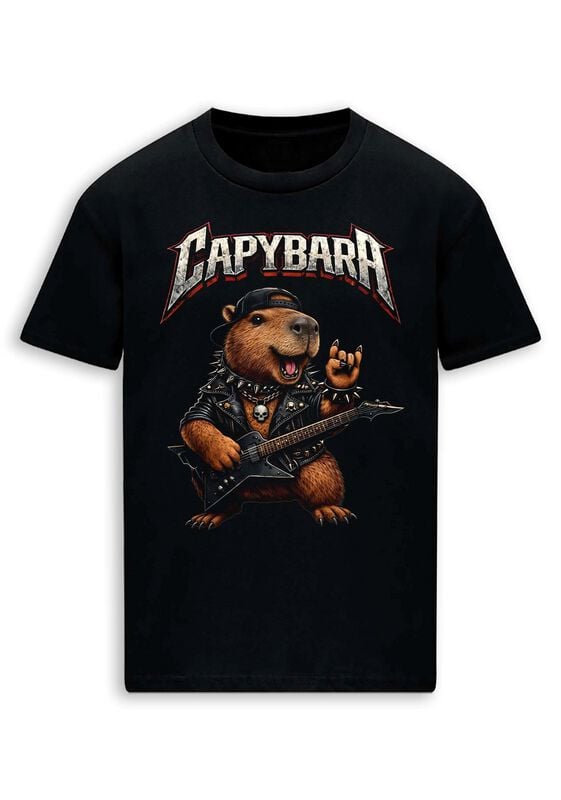 T-Shirt Manches courtes Fun de Tierisch - Capybara - M à 3XL - pour Homme - noir - Tierisch