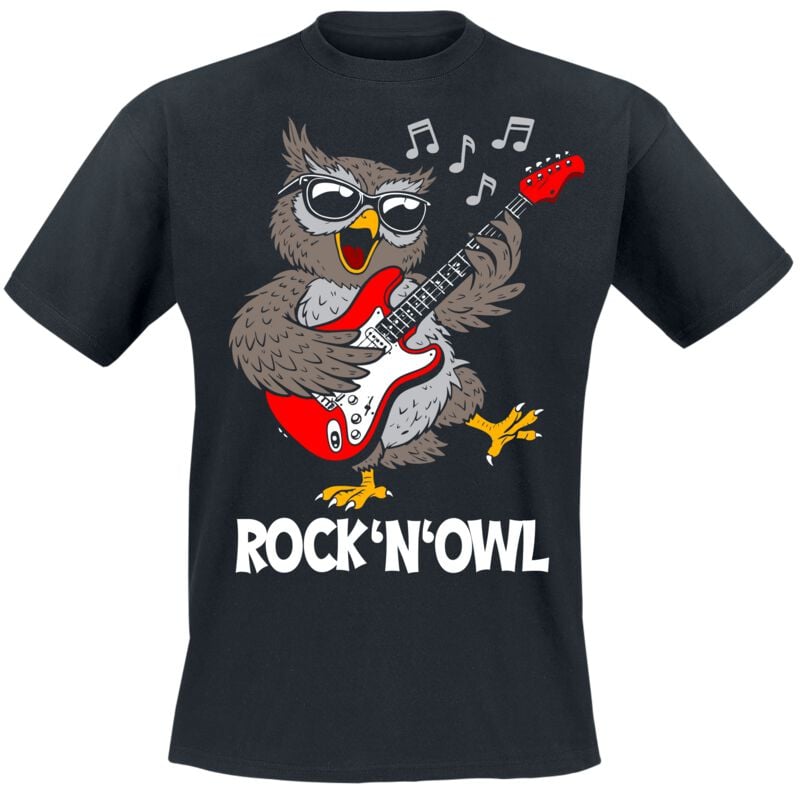 T-Shirt Manches courtes Fun de Tierisch - Rock'n' Owl - M à 3XL - pour Homme - noir - Tierisch