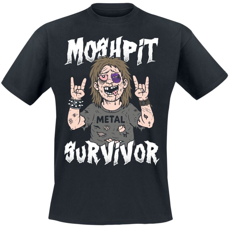 T-Shirt Manches courtes Fun de Slogans - Moshpit Survivor - M à 3XL - pour Homme - noir - Slogans