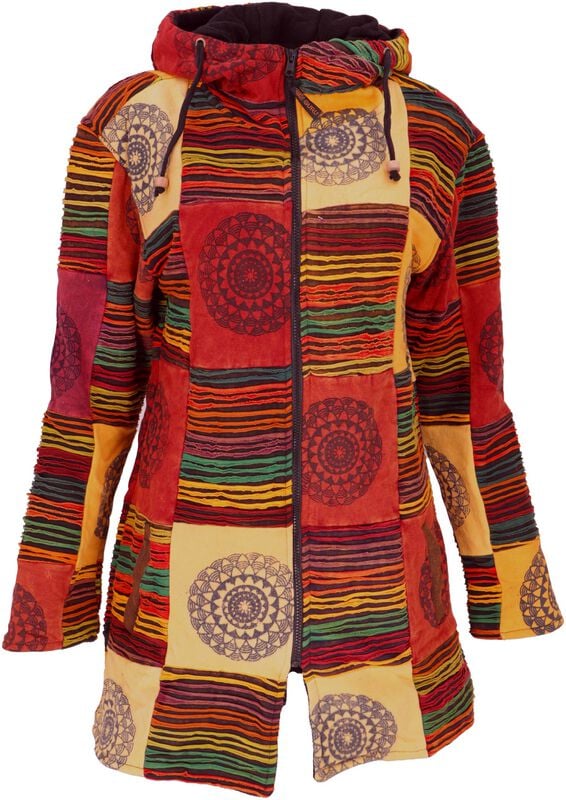 Veste mi-saison  de Guru-Shop - Goa Boho Patchwork Kurzmantel - S à XL - pour Femme - multicolore - Guru-Shop