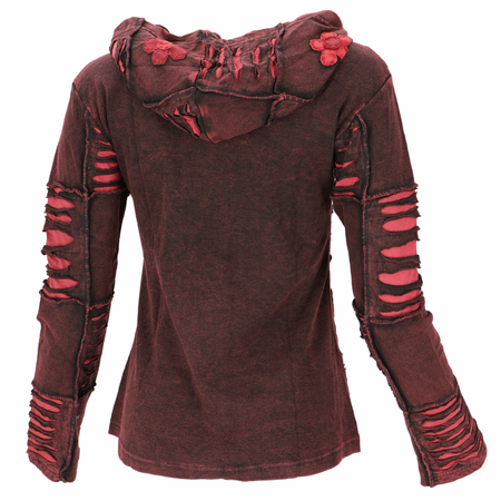 Sweat-shirt zippé à capuche  de Guru-Shop - Goa Patchwork Kapuzenjacke - S à XL - pour Femme - bordeaux - Guru-Shop - View 2