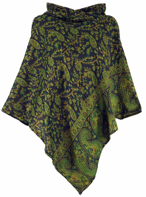 Gilets & Ponchos  de Guru-Shop - Goa Hippie Boho Poncho - Standard - pour Femme - vert - Guru-Shop - View 2