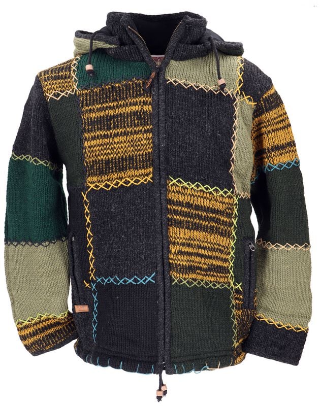 Sweat-shirt zippé à capuche  de Guru-Shop - Patchwork Strickjacke - M à XXL - pour Homme - multicolore - Guru-Shop