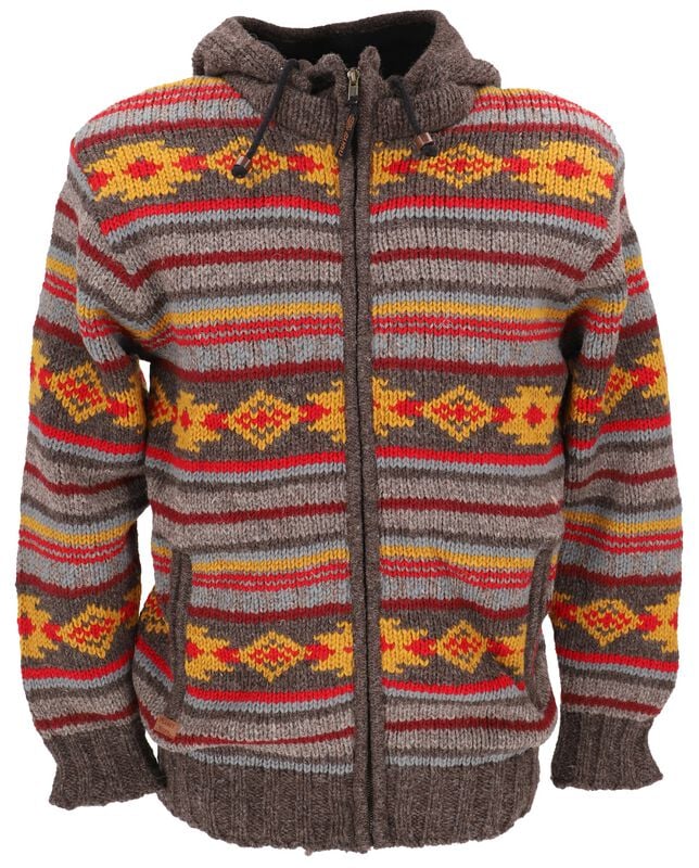 Sweat-shirt zippé à capuche  de Guru-Shop - Nepal Wolljacke - M à XXL - pour Homme - multicolore - Guru-Shop