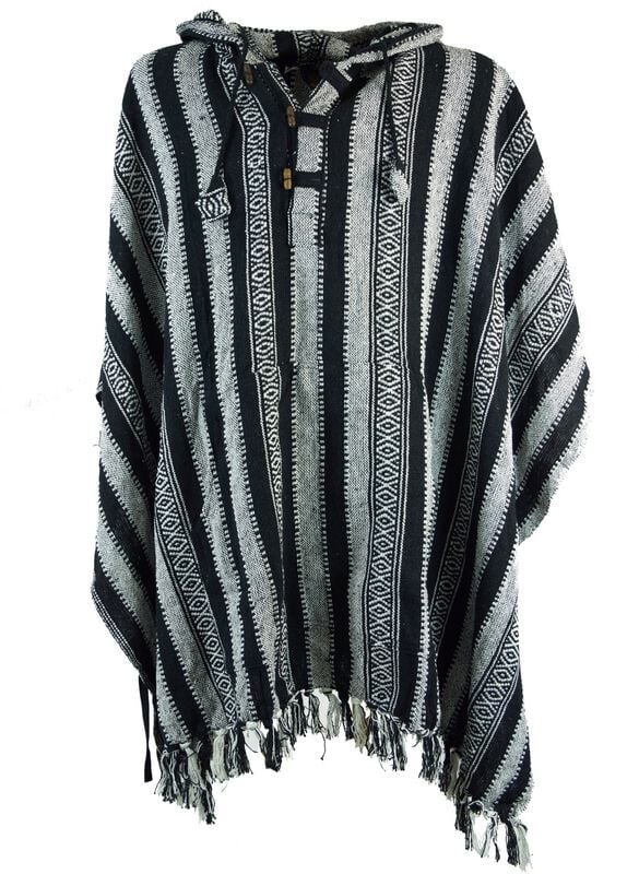 Gilets & Ponchos  de Guru-Shop - Poncho Hippie chic, Ethno Poncho, Andenponcho - Standard - pour Homme - noir/gris - Guru-Shop
