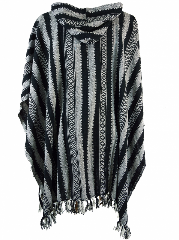 Gilets & Ponchos  de Guru-Shop - Poncho Hippie chic, Ethno Poncho, Andenponcho - Standard - pour Homme - noir/gris - Guru-Shop - View 2