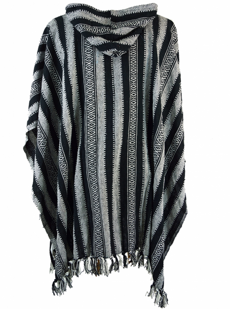 Gilets & Ponchos  de Guru-Shop - Poncho Hippie chic, Ethno Poncho, Andenponcho - Standard - pour Homme - noir/gris - Guru-Shop - View 2