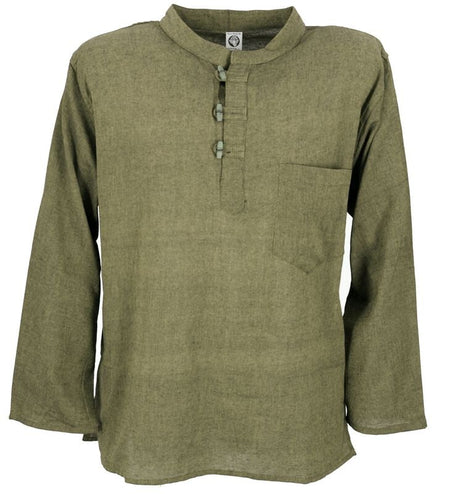 Chemise manches longues  de Guru-Shop - Fischerhemd, Goa Hippie - S à XL - pour Homme - vert - Guru-Shop