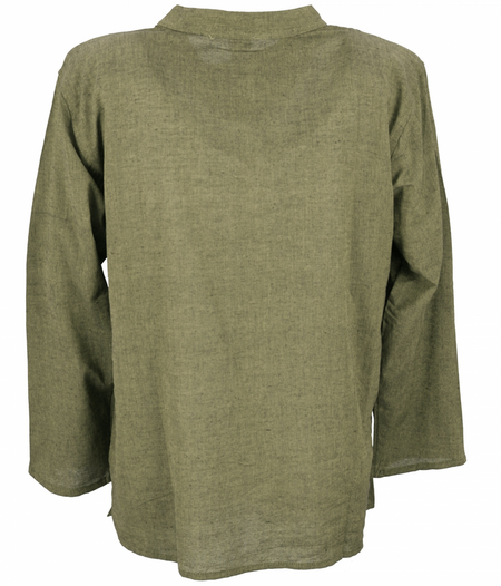 Chemise manches longues  de Guru-Shop - Fischerhemd, Goa Hippie - S à XL - pour Homme - vert - Guru-Shop - View 2