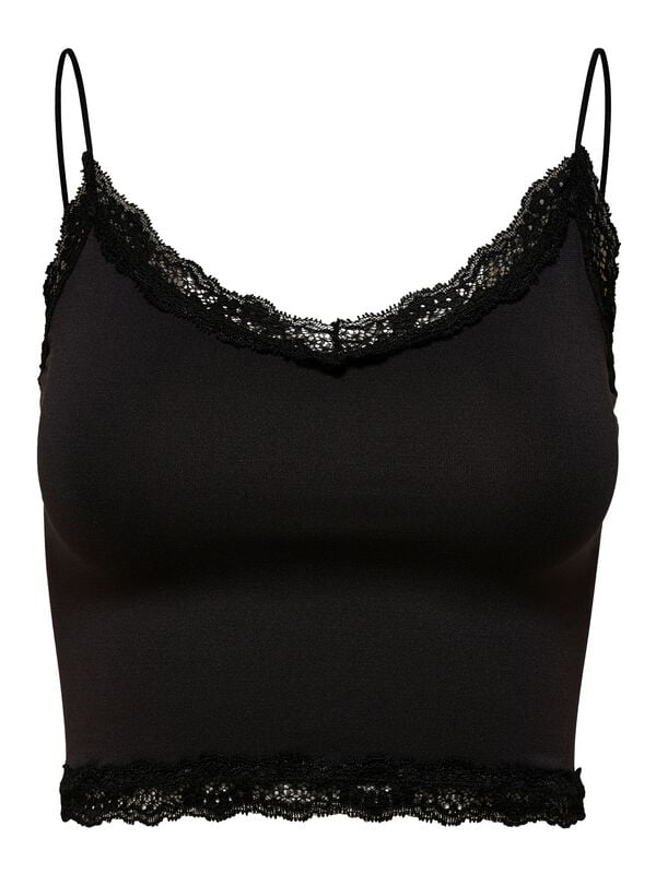 Débardeur  de Only - ONLVICKY LACE SEAMLESS CROPPED TOP NOOS - XS-S à L-XL - pour Femme - noir - Only