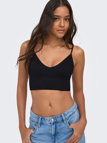 Top  de Only - ONLVICKY RIB SEAMLESS NOOS ACC - Haut en V - XS-S à L-XL - pour Femme - noir - Only - View 2